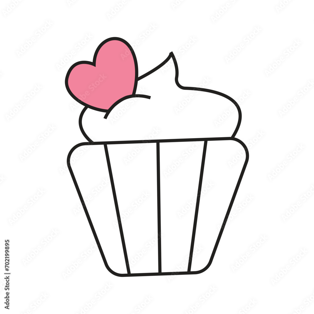 Cupcake with heart icon. Vector illustration. Cupcake with heart icon. Vector illustration.