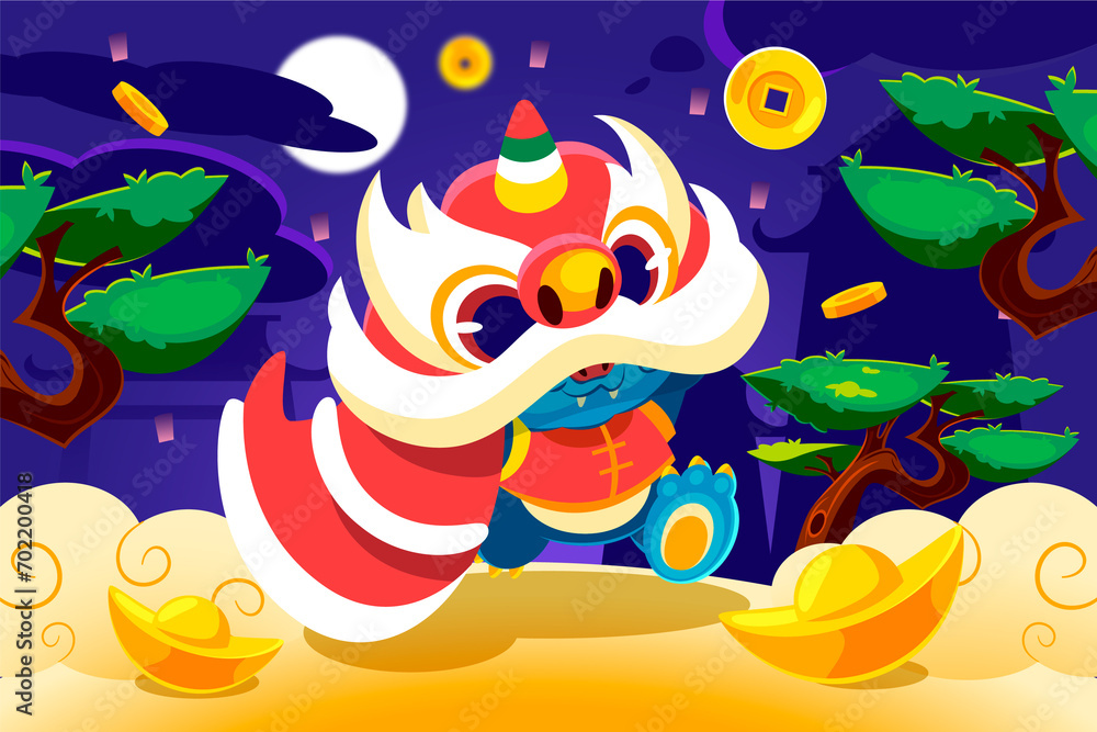 Fototapeta premium Flat Chinese new year illustration