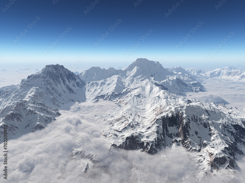 Bergpanorama mit schneebedeckten Bergen