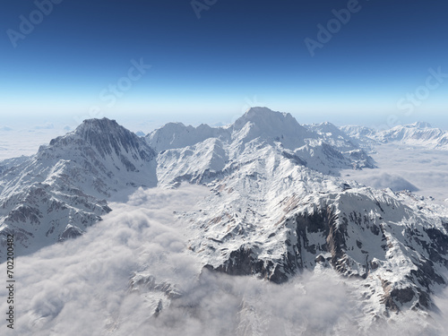 Bergpanorama mit schneebedeckten Bergen