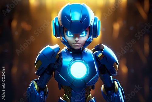 Mega Man's Digital Portrait Robot Hero AI Generated Excellence Honoring showcase angers nd power