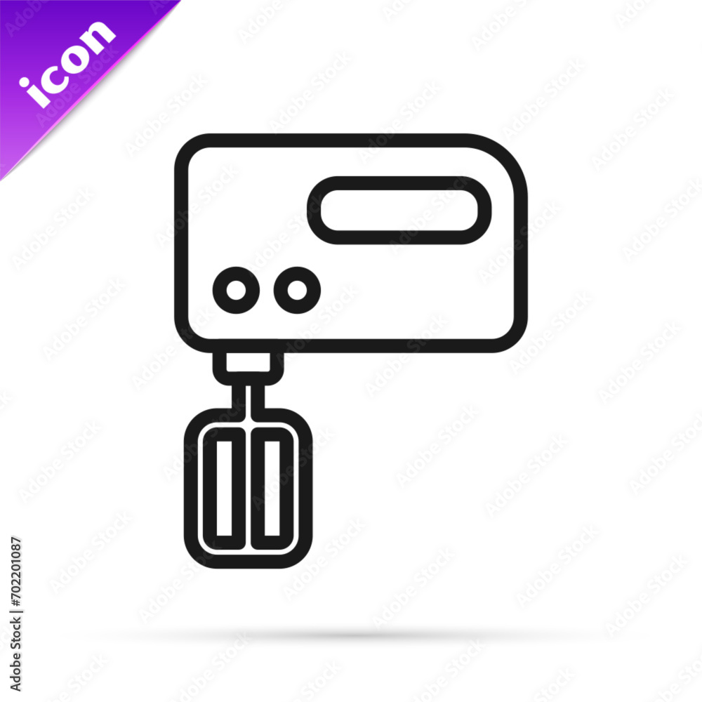 Black line Electric mixer icon isolated on white background. Kitchen blender. Vector Black line Electric mixer icon isolated on white background. Kitchen blender. Vector