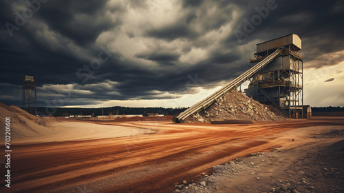 A dramatic sky over a gravel pit