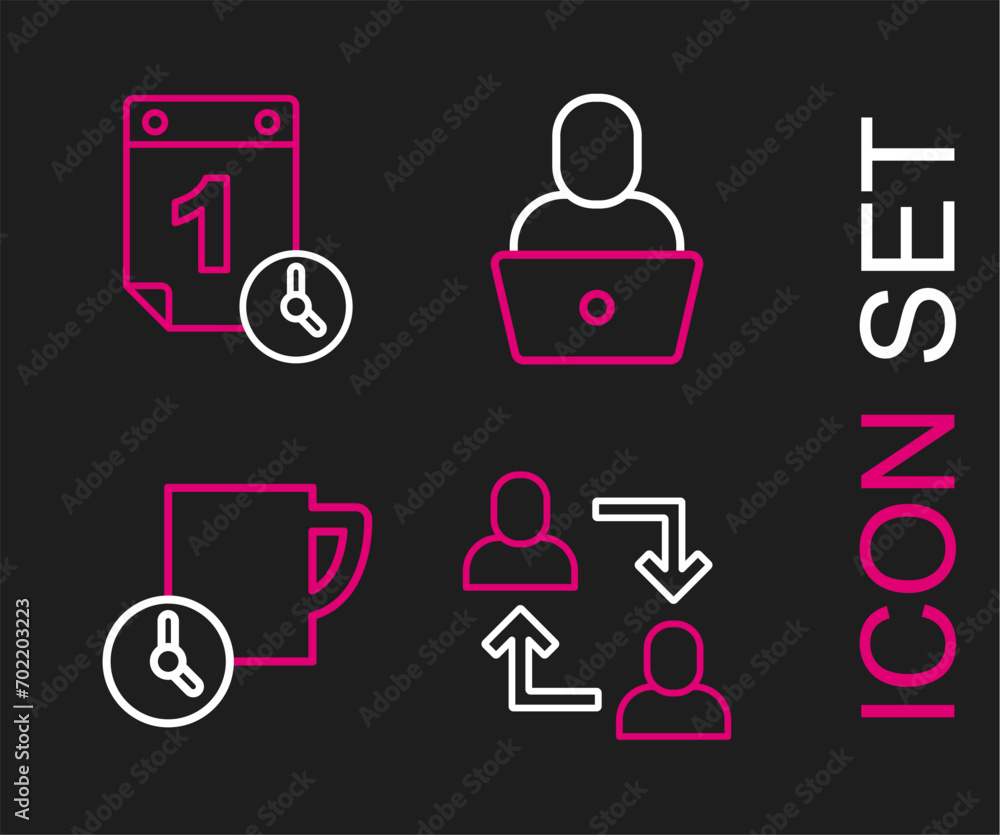 Set line Project team base, Time management, Freelancer and icon. Vector Set line Project team base, Time management, Freelancer and icon. Vector