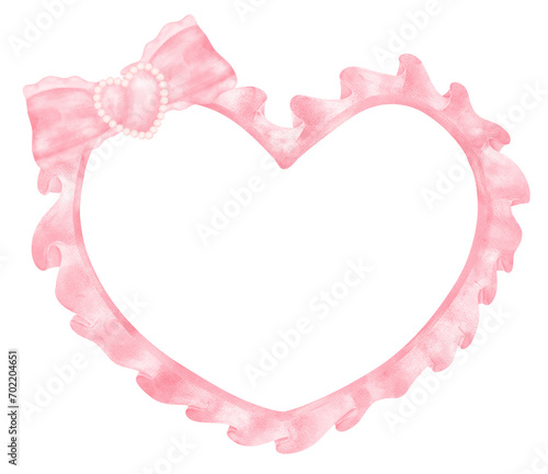 Pink Coquette frame heart shape aesthetic watercolor