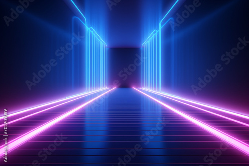 3D neon light background 3D rendering of a strip of led lighting
