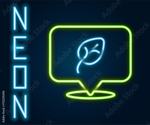 Glowing neon line Vegan food diet icon isolated on black background. Organic, bio, eco symbol. Vegan, no meat, lactose free, healthy, fresh and nonviolent food. Colorful outline concept. Vector