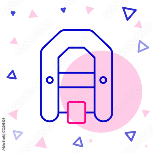 Line Rafting boat icon isolated on white background. Inflatable boat with paddles. Water sports, extreme sports, holiday, vacation. Colorful outline concept. Vector