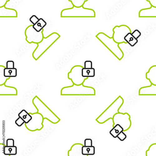 Line Closed personality icon isolated seamless pattern on white background. Introvert psychology.  Vector