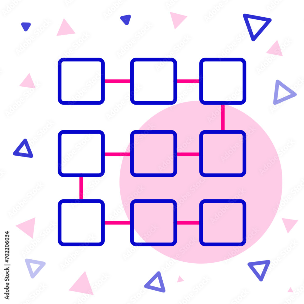 Line NFT blockchain technology icon isolated on white background. Non fungible token. Digital crypto art concept. Colorful outline concept. Vector Line NFT blockchain technology icon isolated on white background. Non fungible token. Digital crypto art concept. Colorful outline concept. Vector