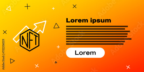 Line NFT growth bar chart icon isolated on yellow background. Non fungible token. Digital crypto art concept. Colorful outline concept. Vector