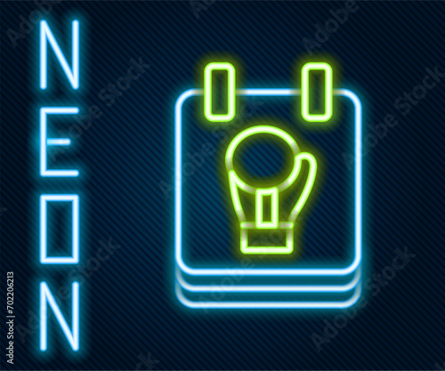 Glowing neon line Boxing glove icon isolated on black background. Colorful outline concept. Vector