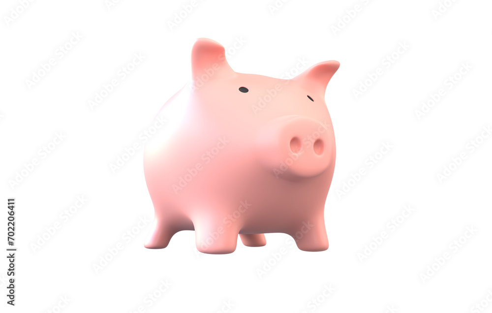 Piggy bank with coins, Save money concept on transparent background, PNG file
