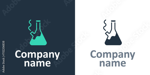 Logotype Glass bong for smoking marijuana or cannabis icon isolated on white background. Logo design template element. Vector