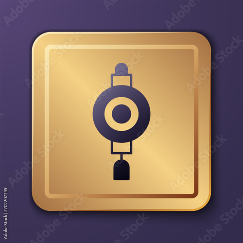 Free Download Purple Chinese paper lantern icon isolated on purple background. Gold square button. Vector - GFXLoad