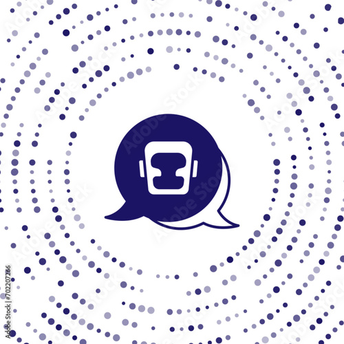 Blue Boxing helmet icon isolated on white background. Abstract circle random dots. Vector