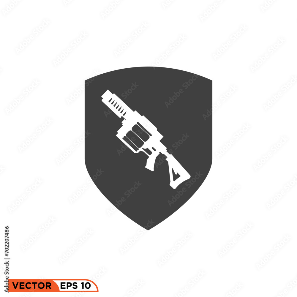 Grenade lanucher shield icon vector graphic of template Grenade lanucher shield icon vector graphic of template