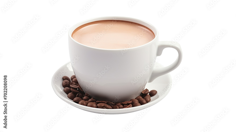 Hot Chocolate Malt Drink on white isolated on clear png background and transparent background. food drink and dessert concept for cafe and restaurent, AI generative. Hot Chocolate Malt Drink on white isolated on clear png background and transparent background. food drink and dessert concept for cafe and restaurent, AI generative.