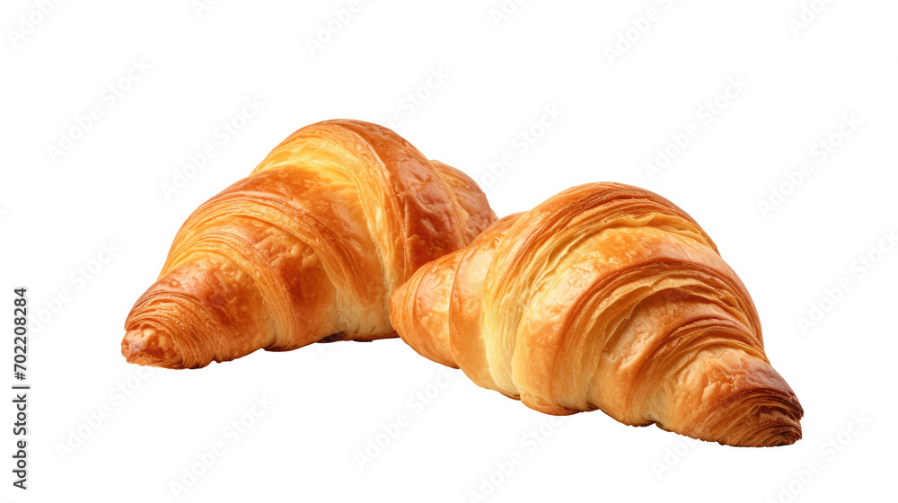Fresh raw organic croissant bakery on white isolated on clear png background and transparent background. Bakery and pastry concept for cafe and restaurent, AI generative. 