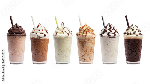 icecream milkshake on white isolated on clear png background and transparent background. food drink and dessert concept for cafe and restaurent, AI generative.  photo