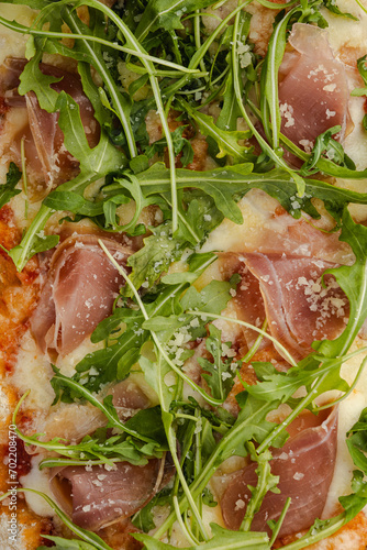 Pizza topping with prosciutto