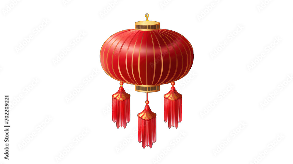 elegant oriental lantern with tassels in red and gold, isolated on transparent background. premium stock photo for lunar new year festivities and prosperity symbols in design