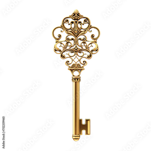 golden key isolated on black