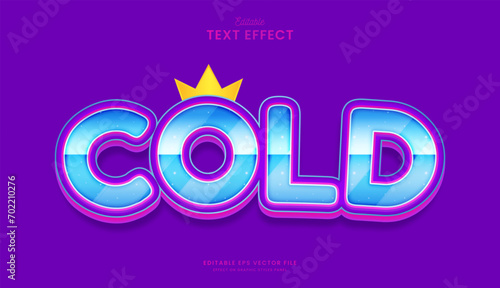 decorative cute purple cold editable text effect vector design
