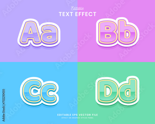 decorative colorful variant editable text effect vector design