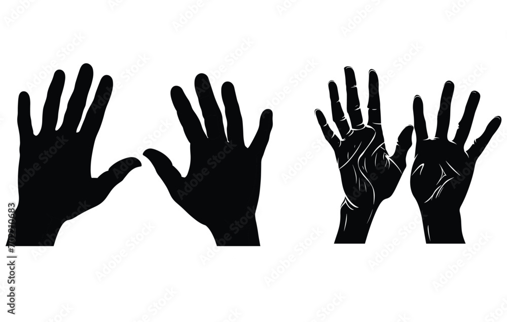 Human palm hand vector silhouette,Silhouette model palm people hand.