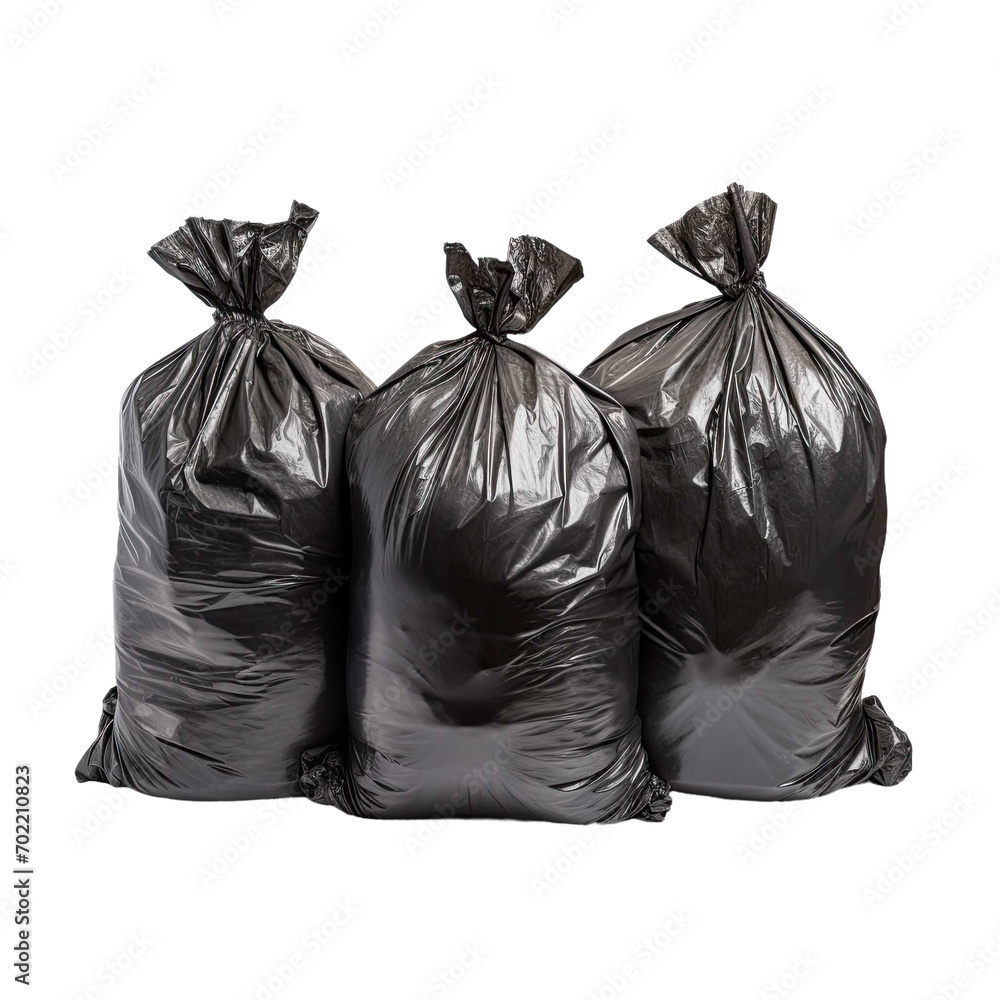 Garbage bags on transparent background