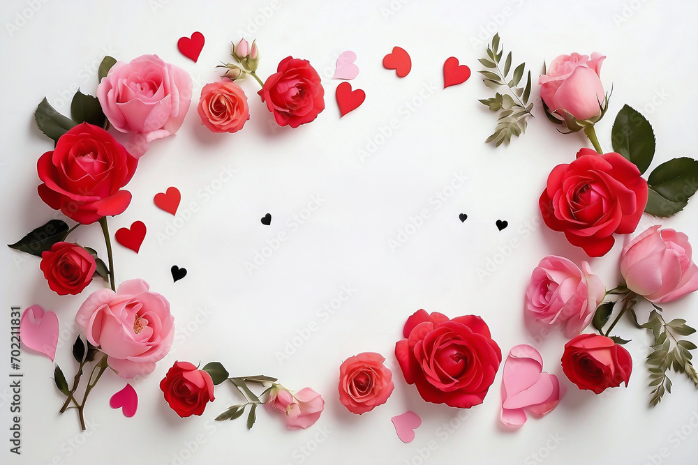 Valentines Day Beautiful Background Illustration for Social Media Post with Flowers and Space Text