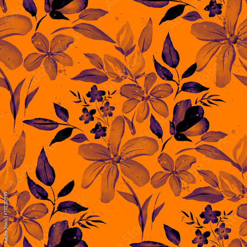 Watercolor seamless pattern with spring floral bouquets. Vintage botanical illustration. Elegant decoration for any kind of a design. Fashion print with colorful abstract flowers. Watercolor texture.	