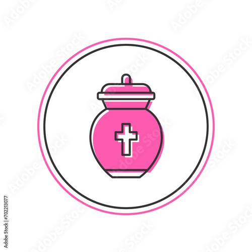 Filled outline Funeral urn icon isolated on white background. Cremation and burial containers, columbarium vases, jars and pots with ashes.  Vector