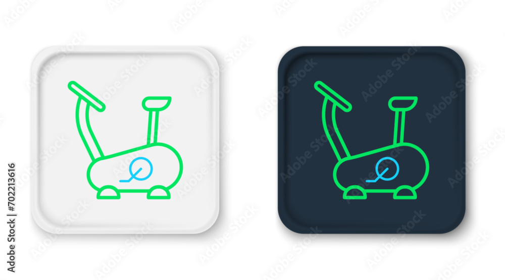 Line Stationary bicycle icon isolated on white background. Exercise bike. Colorful outline concept. Vector Line Stationary bicycle icon isolated on white background. Exercise bike. Colorful outline concept. Vector