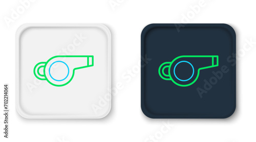 Line Whistle icon isolated on white background. Referee symbol. Fitness and sport sign. Colorful outline concept. Vector