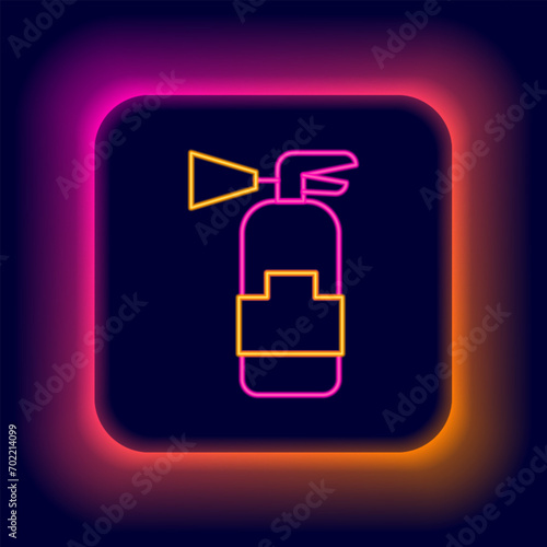 Glowing neon line Fire extinguisher icon isolated on black background. Colorful outline concept. Vector