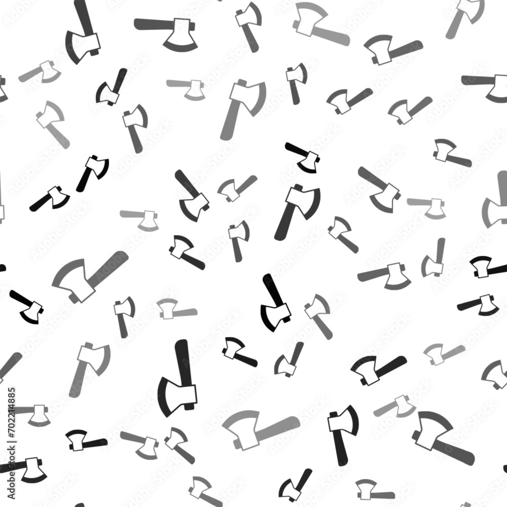 Black Wooden axe icon isolated seamless pattern on white background. Lumberjack axe. Vector Black Wooden axe icon isolated seamless pattern on white background. Lumberjack axe. Vector