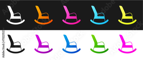 Set Rocking chair icon isolated on black and white background.  Vector