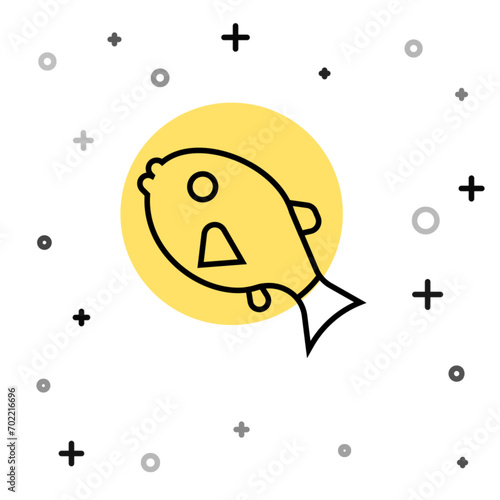 Black line Tropical fish icon isolated on white background. Exotic fish. Random dynamic shapes. Vector