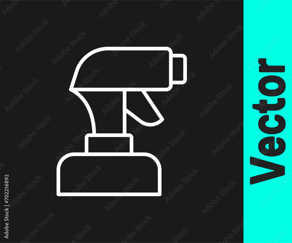 White line Paint spray gun icon isolated on black background. Vector White line Paint spray gun icon isolated on black background. Vector