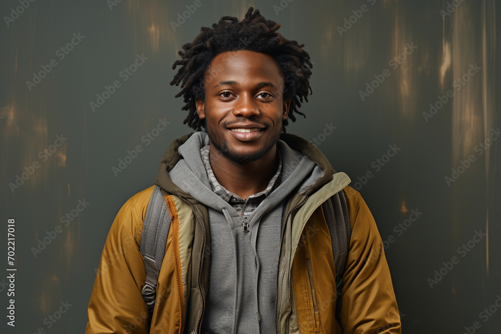 Young black guy slight smile portrait