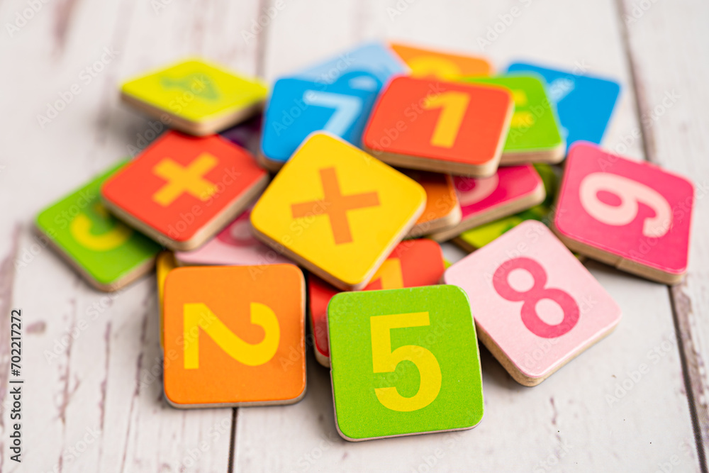 Fototapeta premium Math number colorful, education study mathematics learning teach concept.