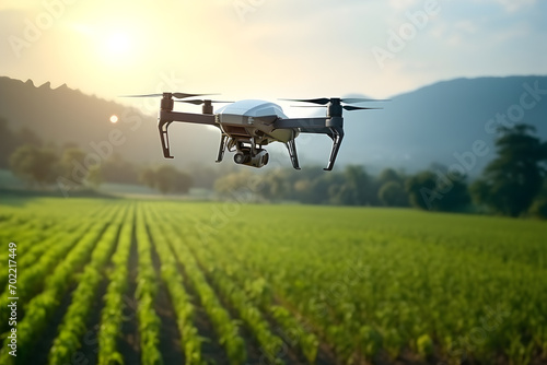 Wallpaper Mural Drone flying over the green field. Drone flying over agricultural field. Torontodigital.ca