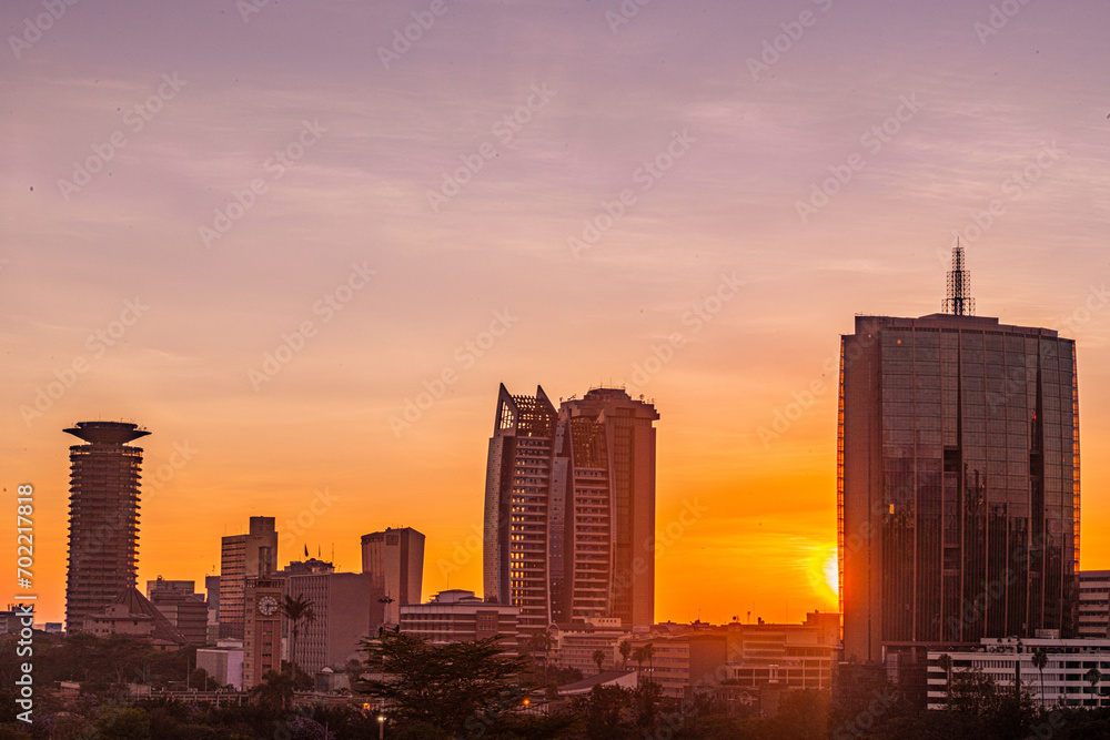 Nairobi City County Kenya's Capital Sunset Sunrise Sundowner Golden Hour Cityscapes Skyline Skyscrapers Landscapes Tall Building Landmarks In Kenya East Africa Aerial Tower High-rise Modern City House