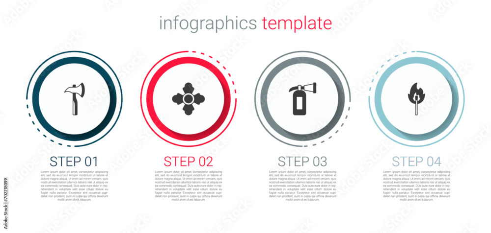 Set Firefighter axe, extinguisher and Burning match with fire. Business infographic template. Vector Set Firefighter axe, extinguisher and Burning match with fire. Business infographic template. Vector