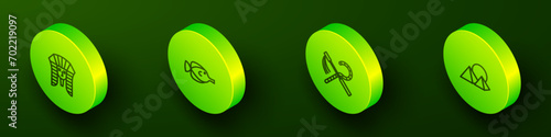 Set Isometric line Egyptian pharaoh, Butterfly fish, Crook and flail and pyramids icon. Vector