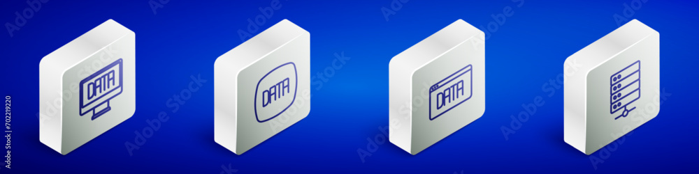 Set Isometric line Data analysis, and Server icon. Vector Set Isometric line Data analysis, and Server icon. Vector