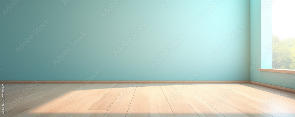 Empty new flat with fresh painted colorful wall in an empty room, panorama banner. Generative Ai. Empty new flat with fresh painted colorful wall in an empty room, panorama banner. Generative Ai.
