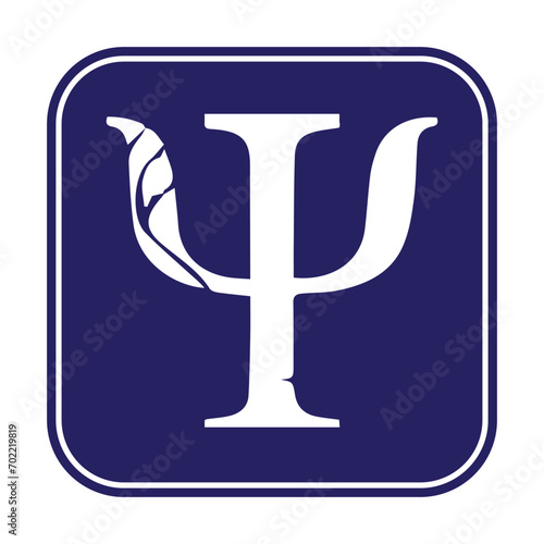 Psi Symbol in Greek Alphabet, Vector Image Illustration Isolated on White Background